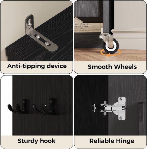 IRONCK NARROW SLIM KITCHEN PANTRY CABINET - 72.24" X 15.75" X 15.75" - BLACK (MODEL: HK-PT-02B) image 4