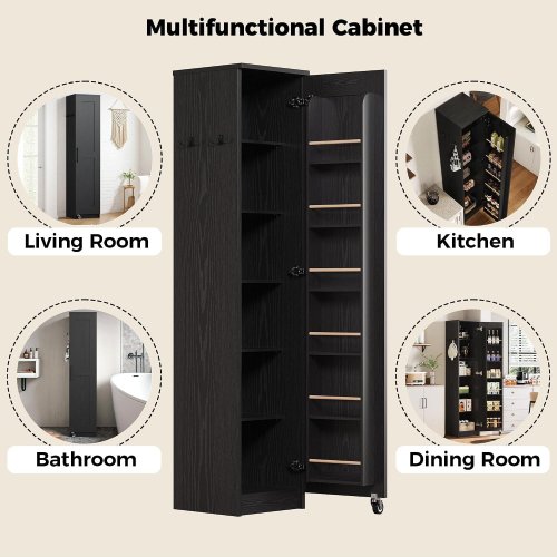 IRONCK NARROW SLIM KITCHEN PANTRY CABINET - 72.24" X 15.75" X 15.75" - BLACK (MODEL: HK-PT-02B) image 5