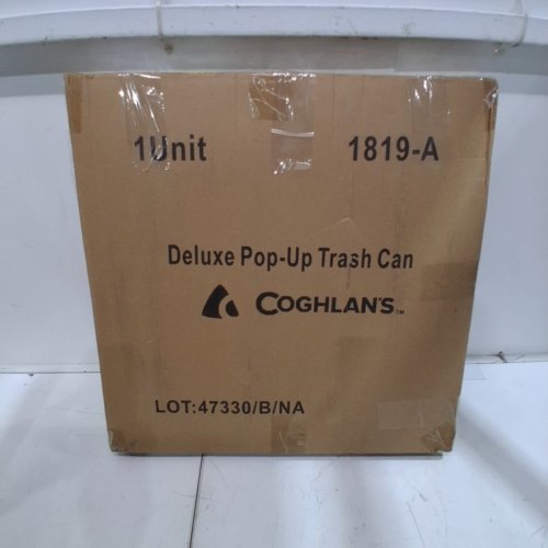 COGHLANS DELUXE SPRING LOADED POP UP CAMPING TRASH CAN, 9" X 7", GREEN/BLACK, (MODEL: 1819-A) image 4