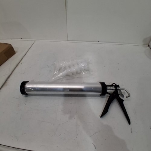 11PC REFILLABLE SEALANT CAULKING GUN WITH REPLACEABLE NOZZLES - 20OZ - SILVER/BLACK image 2