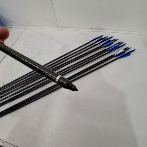 12PK ZYNTREK ROLLING FIBERGLASS ARROWS FOR COMPOUND AND ROCURVE BOW - 31"/20-55LBS - BLACK/WHITE/BLUE image 4