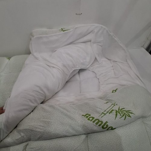 BAMBOO MATTRESS TOPPER - QUEEN - WHITE/GREEN image 3