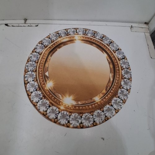 20pk GOLD DIAMOND CIRCLE DECORATIVE ROUND PLACEMAT - 15" - BROWN AND GOLD image 2