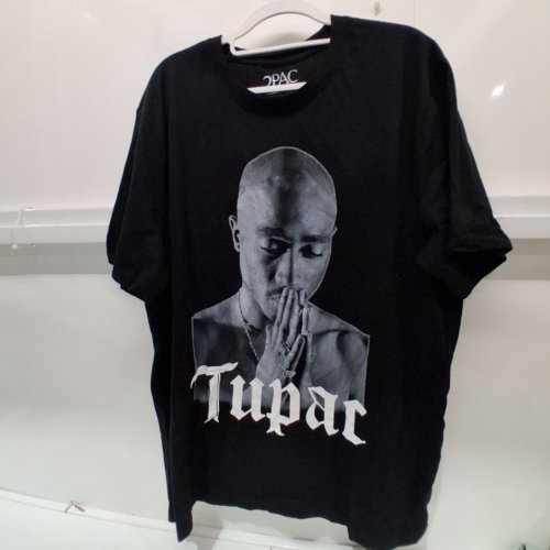 MENS TUPAC GRAPHIC T-SHIRT - EXTRA LARGE - BLACK image 2