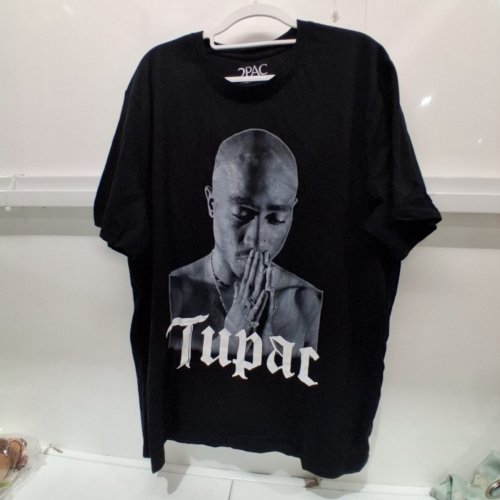 MENS TUPAC GRAPHIC T-SHIRT - EXTRA LARGE - BLACK image 3