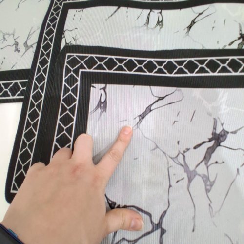 3PC DECORATIVE RECTANGULAR AREA RUGS - 23"/31"/47" X 15.5" - WHITE/BLACK/GREY image 3