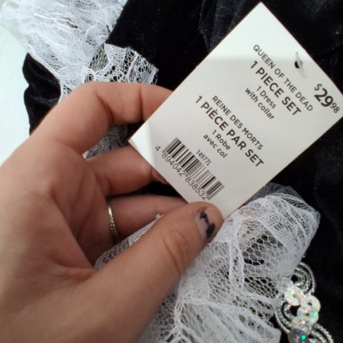 WOMEN'S QUEEN OF THE DEAD DRESS WITH COLLAR - LARGE 10/12 - BLACK / RED (ITEM: 14977M) image 3