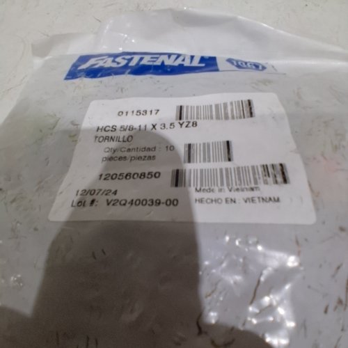 10PK FASTENAL HEX CAP SCREWS - 5/8-11" X 3.5" - YELLOW ZINC FINISH image 2