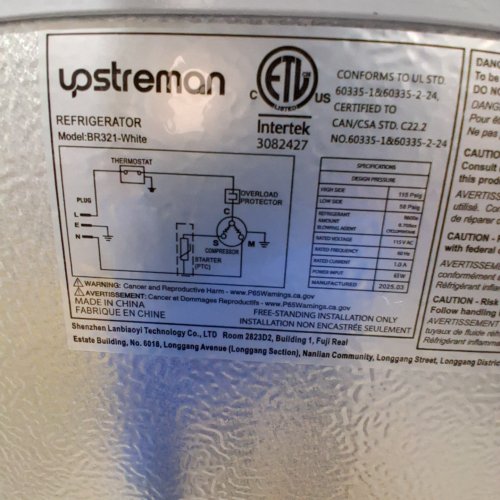 UPSTREMAN SINGLE DOOR MINI FRIDGE WITH FREEZER AND MINI ICE TRAY - 3.2 CU. FT. - WHITE (MODEL: BR321) image 9