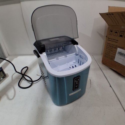 EUHOMY COUNTERTOP ICE MAKER MACHINE WITH HANDLE, BASKET AND SCOOP - MAKES 26LB PER DAY - SILVER (MODEL: IM-01X/IM008-B) image 3