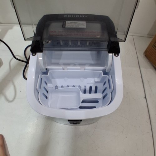 EUHOMY COUNTERTOP ICE MAKER MACHINE WITH HANDLE, BASKET AND SCOOP - MAKES 26LB PER DAY - SILVER (MODEL: IM-01X/IM008-B) image 4