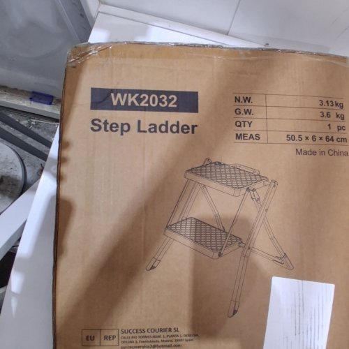 2-STEP FOLDING STEP LADDER - 300LBS MAX - BLACK (MODEL: WK2032) image 2
