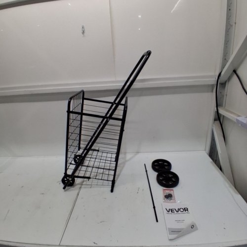 FOLDING GROCERY UTILITY SHOPPING CART - 90 LBS CAPACITY - BLACK (MODEL: ZZ 501S) image 3