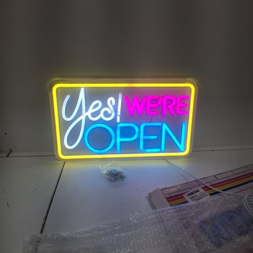 YES WE'RE OPEN! LED NEON SIGN - 16.5" X 9.45" - MULTICOLOR image 2