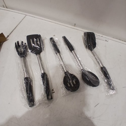 5PC VOVOLY KITCHEN UTENSIL SET - BLACK AND SILVER image 2