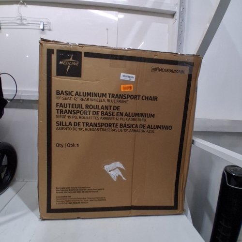 MEDLINE ALUMINUM TRANSPORT CHAIR WITH LARGE WHEELS AND BRAKES - 300LB MAX - 19" -BLUE (MODEL: MDS808210ABE) image 4