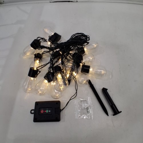 OUTDOOR SOLAR STRING LIGHTS - 48FT PATIO LIGHTS, 15 LED BULBS, IP65 WATERPROOF - WARM WHITE image 2