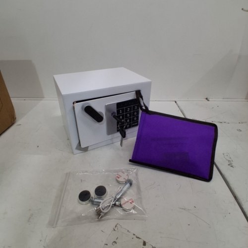 ELECTRONIC HOME SAFE - COMPACT DIGITAL LOCKING SAFE BOX WITH KEY OVERRIDE 0.25 CU. FT - WHITE (MODEL: BXX20) image 2