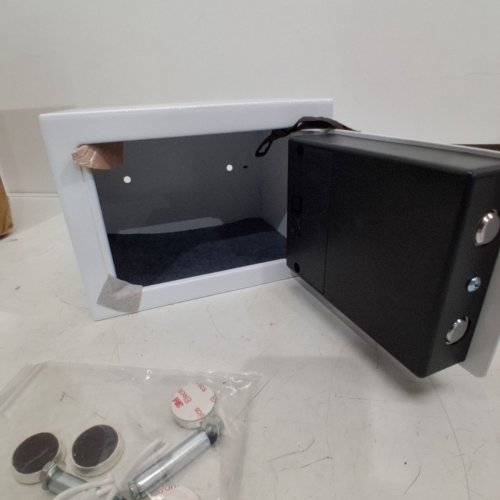 ELECTRONIC HOME SAFE - COMPACT DIGITAL LOCKING SAFE BOX WITH KEY OVERRIDE 0.25 CU. FT - WHITE (MODEL: BXX20) image 3