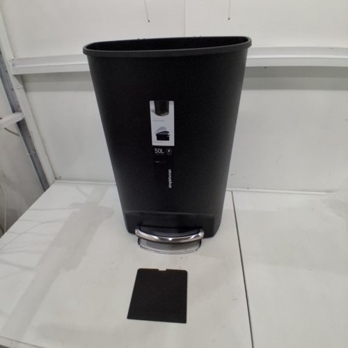 SIMPLEHUMAN SEMI-ROUND TRASH CAN - 50L - BLACK (MODEL: CW1355) image 2