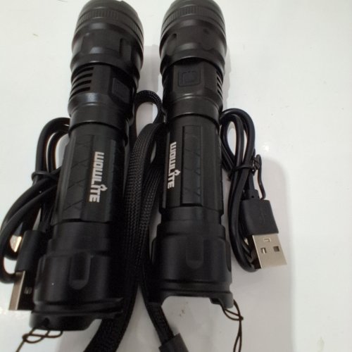 2PK WOWLITE TACTICAL LED ULTRABRIGHT FLASHLIGHTS WITH 3 LIGHT MODES AND ADJUSTABLE FOCUS - BLACK/WHITE LIGHT image 3