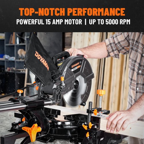 DOVAMAN SLIDING MITER SAW WITH BUST COLLECTOR BAG - 10" - ORANGE/BLACK (MODEL:DMS01A) image 2