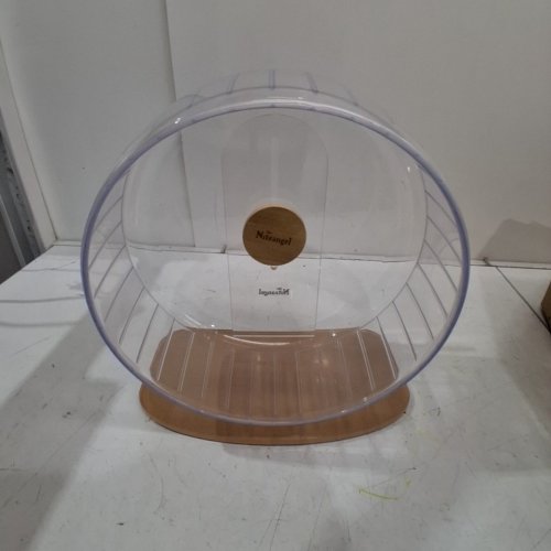 NITEANGEL SUPER-SILENT HAMSTER EXERCISE WHEEL WITH ADJUSTABLE STAND - EXTRA LARGE (14") - CLEAR/WOOD (MODEL: UKB-HT133-XL-TM) image 3