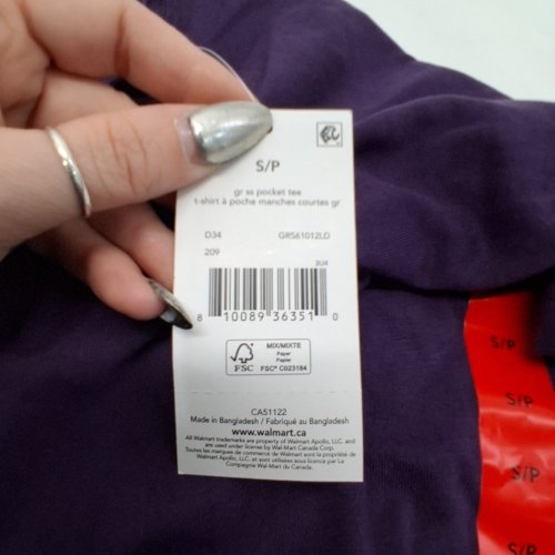WOMEN'S GEORGE CREW NECK POCKET T-SHIRT - SMALL - PURPLE (STYLE: GRF61022LD) image 3