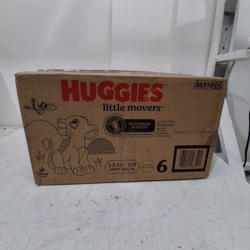 108PK HUGGIES LITTLE MOVERS CURVED CONTOURED STRETCHY ACTIVE FIT BABY DIAPERS- 108 TOTAL - SIZE 6 image 2