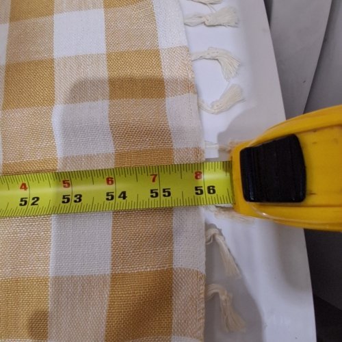 CHECKERED FRINGE WINDOW CURTAIN - 56" X 24" - YELLOW/WHITE image 4