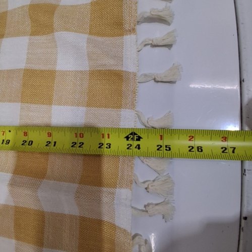 CHECKERED FRINGE WINDOW CURTAIN - 56" X 24" - YELLOW/WHITE image 5