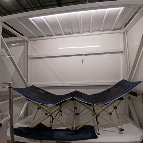 FOLDING CAMPING COT WITH BREATHABLE MESH CENTER - 25" X 74" - NAVY AND BLACK image 2