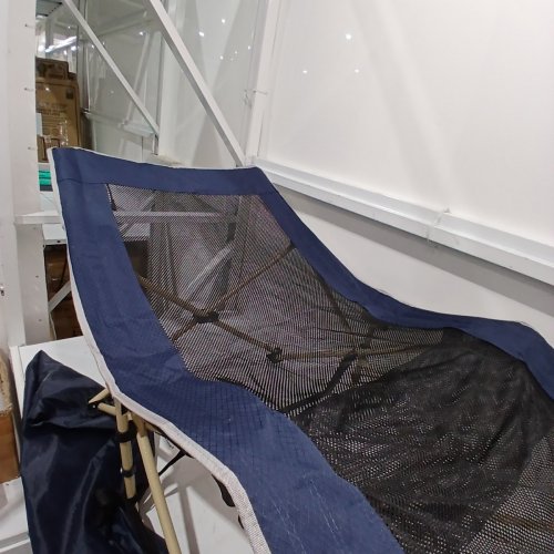 FOLDING CAMPING COT WITH BREATHABLE MESH CENTER - 25" X 74" - NAVY AND BLACK image 3