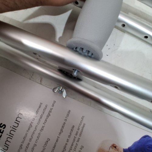 2PK BIOS ADJUSTABLE ALUMINUM CRUTCHES - ADULT LG, FOR 5'5" - 6'6" - GREY (MODEL: 56035) image 3