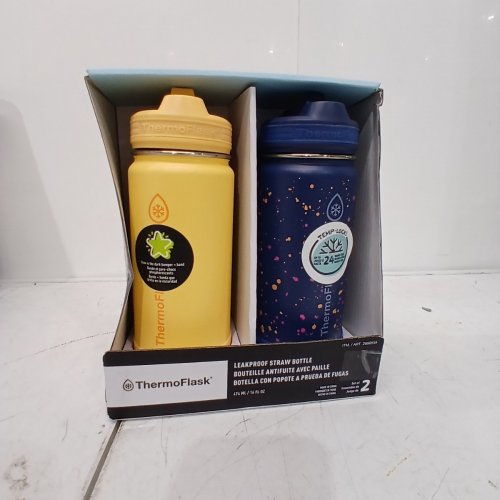2PK THERMOFLASK STAINLESS STEEL BOTTLE - 16OZ - YELLOW/BLUE (MODEL: 2880559) image 2