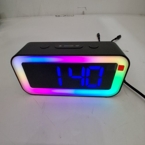 YUNJAYI ALARM CLOCK FOR KIDS ADULT,LIGHT ALARM CLOCK WITH SIMPLE LED DISPLAY 8 RGB NIGHT LIGHT - BLACK image 2