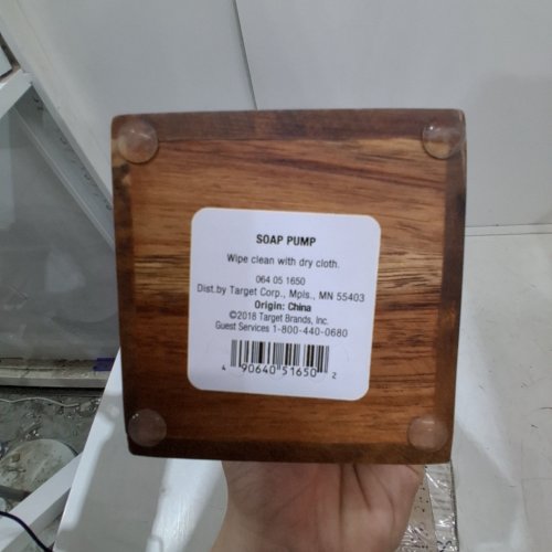 MODERN WOODEN SOAP PUMP - BROWN/CHROME image 2