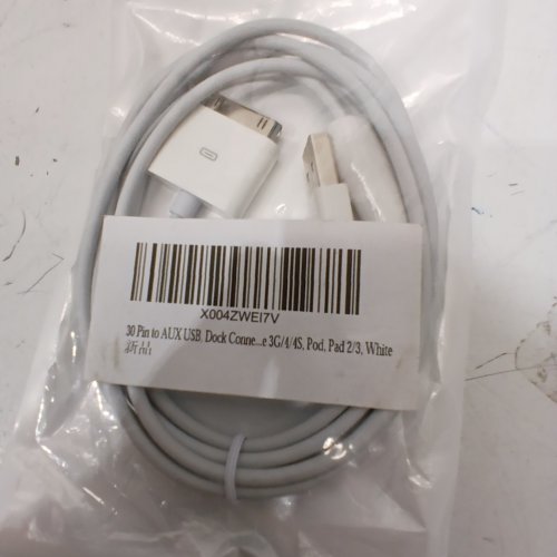 2PK 30 PIN TO AUX USB DOCK CONNECTOR - WHITE image 2