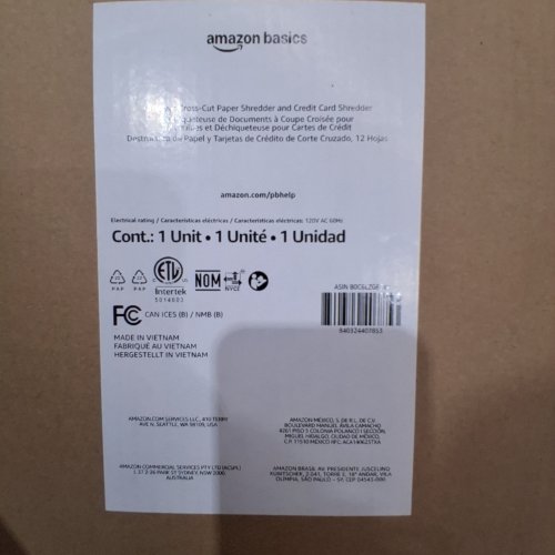 AMAZON BASICS 12-SHEET CROSS-CUT PAPER SHREDDER AND CREDIT CARD SHREDDER - BLACK / SILVER image 3