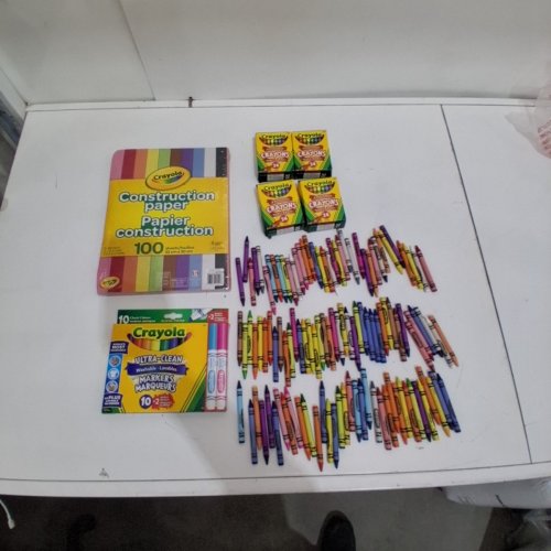 ASSORTED CRAYOLA ART SUPPLIES - CONSTRUCTION PAPER, MARKERS AND 150+ CRAYONS image 2