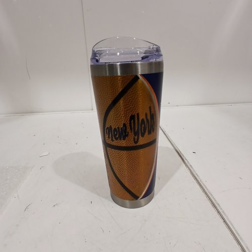 NEW YORK KNICKS TRAVEL MUG / TUMBLER - NAVY BLUE/ORANGE image 2