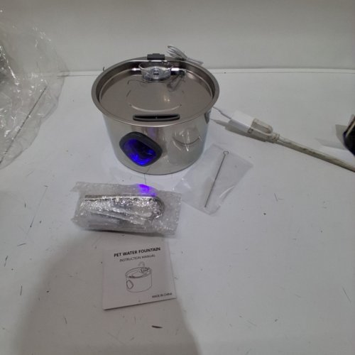 PLUG IN PET WATER FOUNTAIN WITH LED LIGHT - 3.7L - STAINLESS STEEL (MODEL: OC-10TY10) image 3