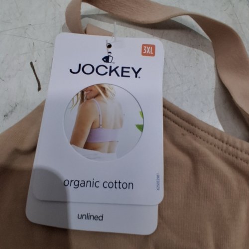 WOMENS JOCKEY ORGANIC COTTON STRETCH TANK BRA - 3XL - BEIGE image 3