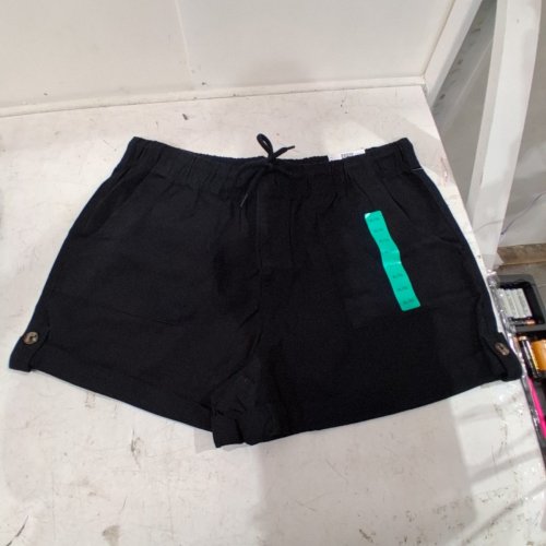WOMEN'S GEORGE TWILL CUFFED DRAWSTRING SHORTS - EXTRA LARGE - BLACK image 3