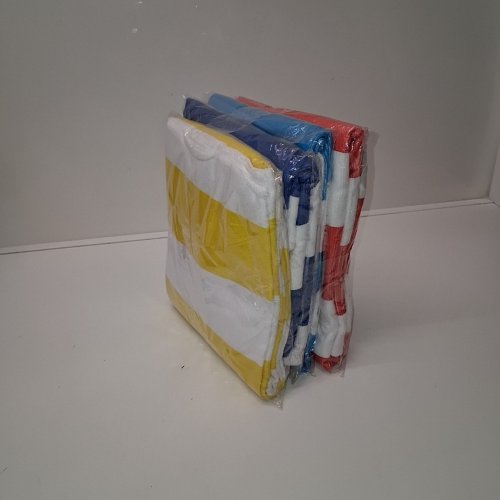 4PC STRIPED SOFT BEACH/HOUSEHOLD TOWELS - 29" X 60" - RED / LIGHT BLUE / DARK BLUE / YELLOW AND WHITE STRIPED image 2