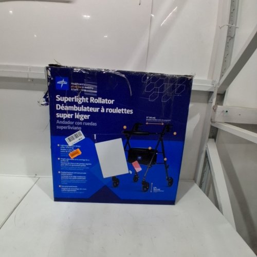 MEDLINE GUARDIAN FOLDABLE SUPERLIGHT ALUMINUM ROLLING WALKER WITH 6" WHEELS - 250LBS CAPACITY - SMOKEY BLUE (MODEL: MDS86825SLB) image 4