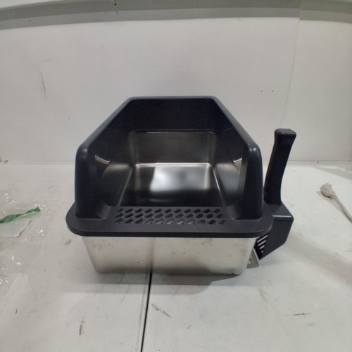 STAINLESS STEEL CAT LITTER BOX WITH SCOOP - 14.5" X 22.5" - DARK GREY image 3