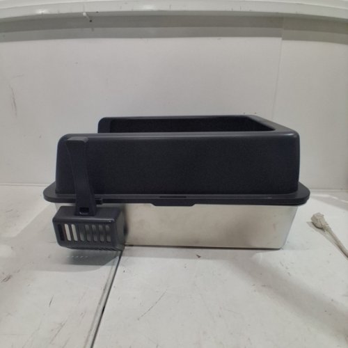 STAINLESS STEEL CAT LITTER BOX WITH SCOOP - 14.5" X 22.5" - DARK GREY image 4