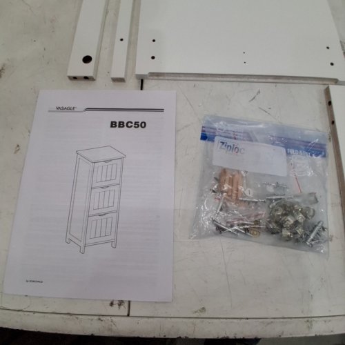 VASAGLE WOODEN 3 DRAWER CABINET - 32" X 13" X 12" - MATTE WHITE (MODEL: BBC50WT) image 4
