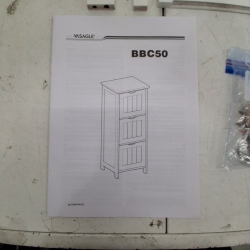 VASAGLE WOODEN 3 DRAWER CABINET - 32" X 13" X 12" - MATTE WHITE (MODEL: BBC50WT) image 6